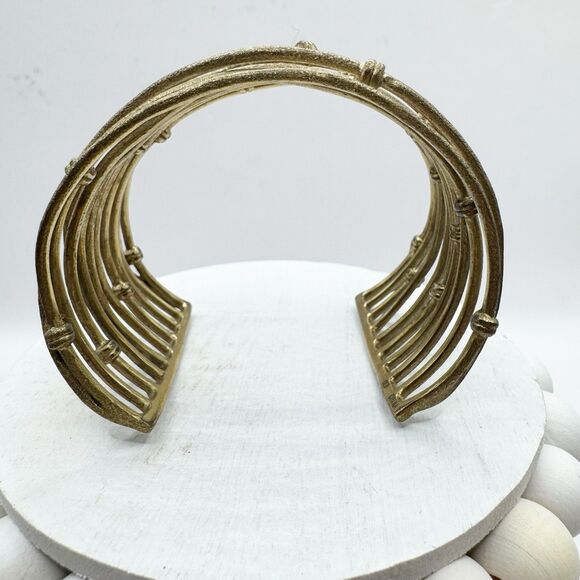 Rivka Friedman 18K Gold Clad Wrapped Mina Cuff Knotted Statement Bracelet - Picture 3 of 15